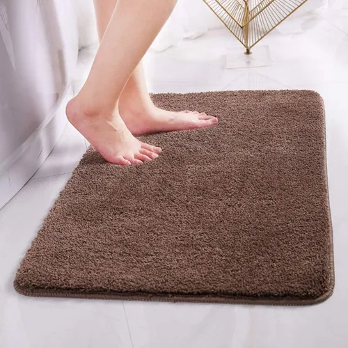 Vista 8 de Alfombra de baño de 16 x 24 pulgadas, microfibra de felpa lanuda absorbente de agua, lavable a máquina, antideslizante y suave, color azul oscuro