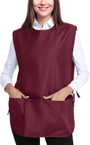Vista 9 de BOHARERS Delantal Smock Cobbler para Mujeres y Hombres - con Lazos Laterales y 3 Bolsillos para Chef de Cocina, Limpieza, Estilista