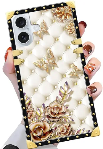 Vista 40 de Funda compatible con iPhone X/Xs, TPU suave de lujo y parte trasera de policarbonato duro para niñas y mujeres, funda protectora a prueba de golpes