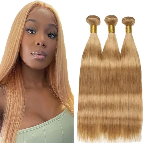 Vista 68 de 300g 1B27 Human Hair Bundles Honey Blonde Bundles Human Hair 10A Brazilian Virgin Remy Hair Extensions 8 10 12 Inch