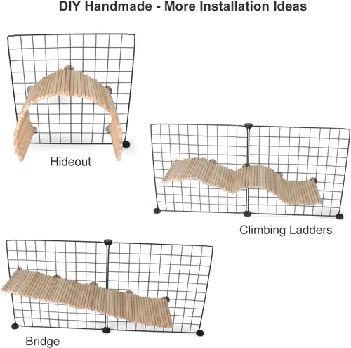 Vista 3 de YKD Chinchilla - Juguete de plataforma flexible de madera de abedul natural, valla de rueda de chinchilla, juguetes de escalada de animales pequeños
