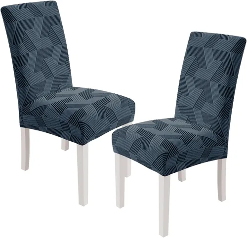 Vista 33 de JIVINER - Juego de 2 fundas elásticas para sillas de comedor, fundas geométricas de jacquard para sillas de comedor, fundas lavables para sillas