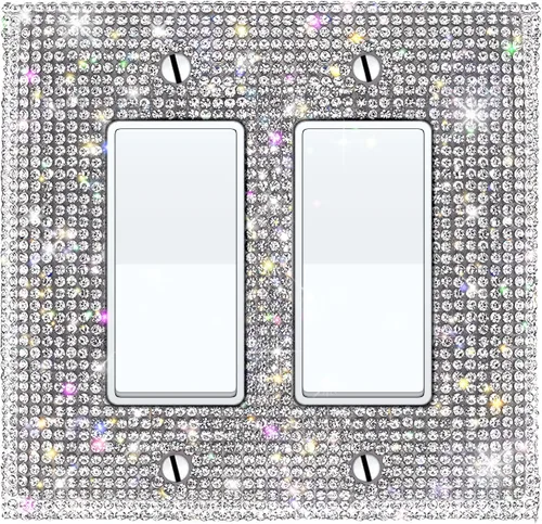Vista 7 de WIRESTER Cubierta para placa de pared con diamantes de imitación brillantes y dorados, color amarillo dorado citrino, cubierta para interruptor