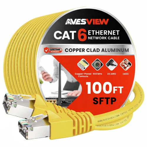 Vista 8 de Cable Ethernet blindado CAT 6 de 5 pies, para interiores de alta velocidad (SFTP) 10 Gbps blindado sin enganches, cable Ethernet de 5 pies