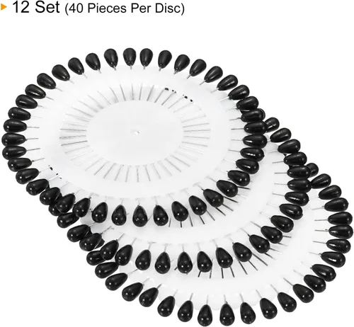 Vista 3 de PATIKIL Alfileres de costura, juego de 12 ramilletes decorativos para suministros de manualidades de costura, color negro