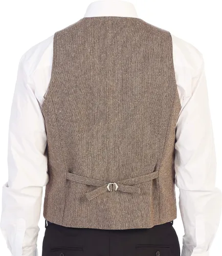Vista 94 de Gioberti Chaleco de tweed formal de 6 botones para hombres