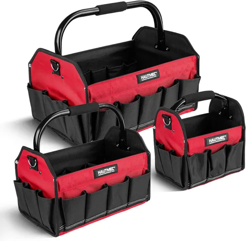 Vista 9 de HAUTMEC HTTBH25052 - Juego de 3 bolsas de herramientas de alta resistencia, bolsas de herramientas de marco rígido 1680D con mango plegable y correa