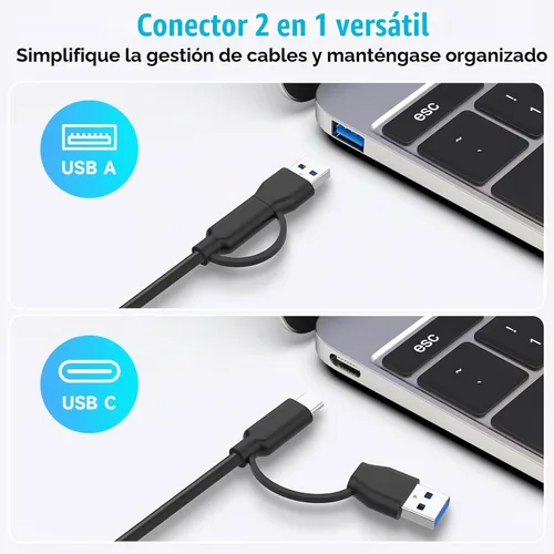 Vista 11 de RSHTECH USB 3.2/USB C Switch 10Gbps 2 ordenadores comparten 4 dispositivos, RSH-A201C Negro