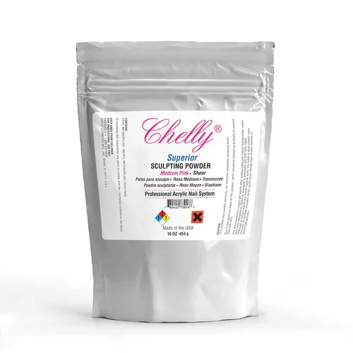 Vista 7 de Chelly Superior - Polvo para esculpir profesional acrílico para uñas, sistema de uñas transparente rosa rubor rosa medio, 16 onzas, 16.01 oz