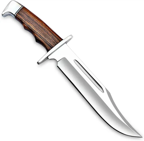 Vista 4 de H & H BLADES Cuchillo Bowie de acero D2 hecho a mano de 14 pulgadas con funda de cuero, cuchillo de caza con mango de madera duradero, ideal