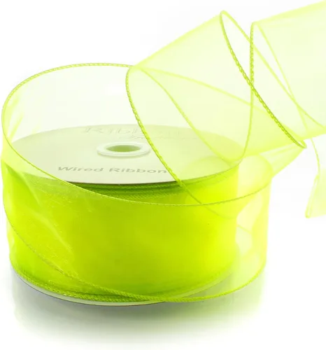 Vista 22 de Cinta de organza transparente con alambre de 2.5 pulgadas, color plateado de 10 yardas 009 Plata HBC
