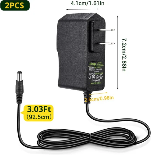 Vista 6 de Facmogu Pack de 2 adaptadores de corriente DC 5V 2A, transformadores de alimentación de CA 100-240V a CC 5V 2A 10W, conector de 5.5 x 2.5mm También