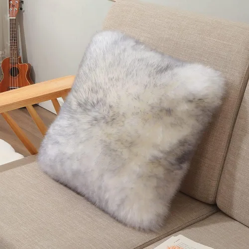 Vista 8 de LLB Fundas de almohada de lana de oveja auténticas para sofá, fundas de almohada decorativas y esponjosas cuadradas, fundas de almohada de 18x18