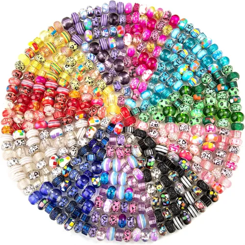 Vista 27 de 60 Piezas Cuentas Espaciadoras de Agujero Grande Cuentas Negras Surtidas Europeas para Manualidades Cuentas Grandes de Agujero Grande Lampwork