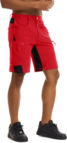 Vista 2 de CRYSULLY Pantalones cortos de senderismo para hombre, ligeros, de secado rápido, con 5 bolsillos