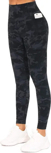 Vista 2 de The GYM People - Leggings de entrenamiento con control de abdomen y bolsillos, pantalones de yoga atléticos de cintura alta para mujeres que corren