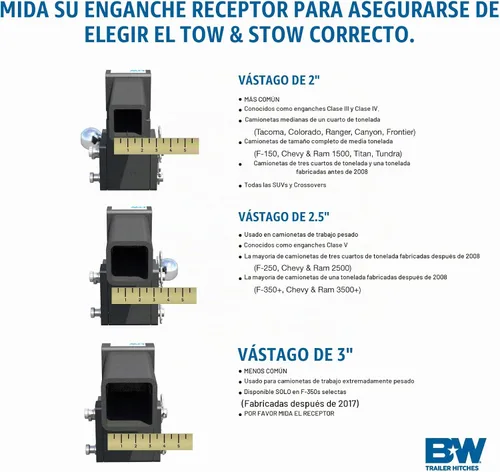 Vista 5 de B&W Trailer Hitches Soporte de bola de enganche de remolque ajustable para remolque de remolque - Se adapta a receptor de 2.5 pulgadas, Tri-Ball