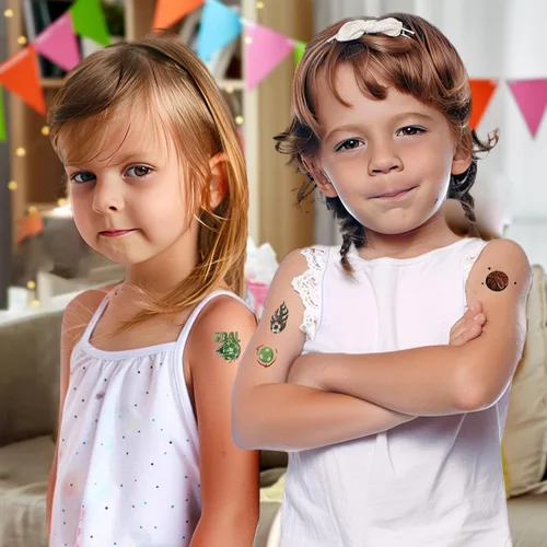 Vista 7 de 200 tatuajes de mariposa luminosos para niños, con temática de unicornio y mariposa, tatuajes temporales para niños, tatuajes temporales que brillan