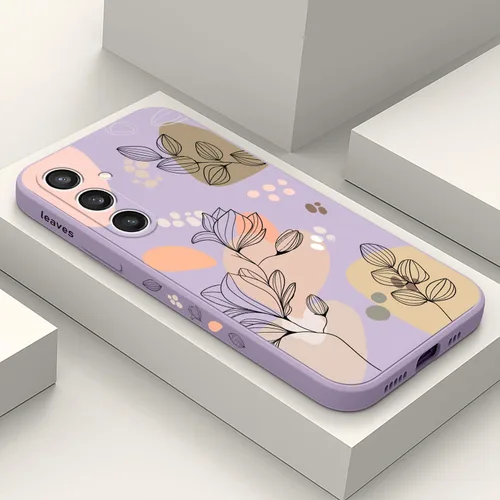 Vista 12 de LEECG para Samsung Galaxy S24, funda con diseño de patrón floral creativo S24, protección contra caídas, suave, ultradelgada, resistente a los negro