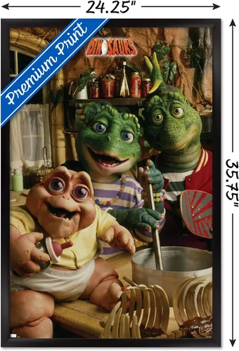 Vista 3 de Trends International Póster de pared de grupo dinosaurios, 22.375 x 34 pulgadas, versión enmarcada en negro