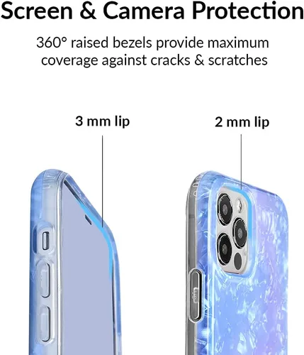 Vista 3 de VELVET CAVIAR Funda brillante iridiscente para iPhone 11 Pro Max, funda protectora estética para mujer (cuarzo ópalo azul)