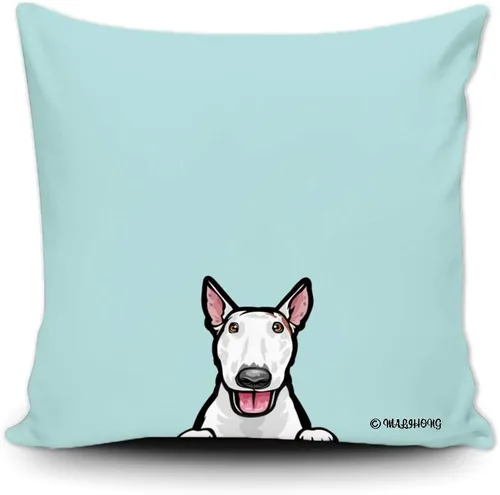 Vista 19 de Funda de almohada para perro, divertida funda de almohada para sofá, cama, decoración del hogar, 20 x 20 pulgadas Bull Terrier-1-10