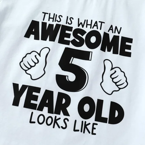 Vista 3 de YOUNGER STAR Niños Gris Young Wild Tres Cumpleaños Cuatro Siempre Salvaje Hermano Twin Letra Impresión Camisetas 3T 4T