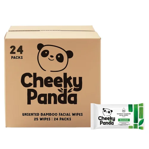 Vista 10 de The Cheeky Panda Paquete a granel de toallitas húmedas de limpieza facial 24 paquetes de 25 toallitas desmaquillantes desechables perfumadas