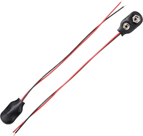Vista 6 de Conector de clip de batería de 9 V, conexión de cable de 9 voltios de largo, carcasa blanda tipo I, negro, paquete de 5