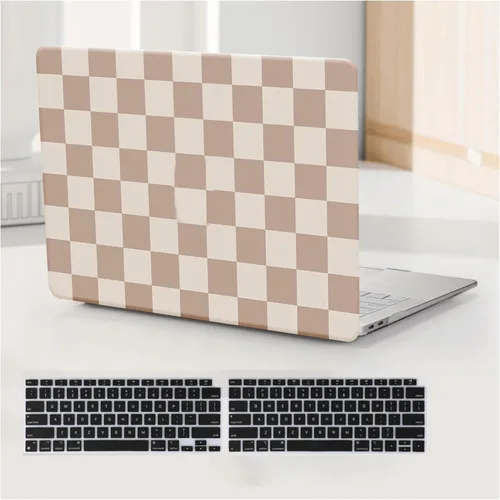 Vista 41 de Funda compatible con MacBook Air de 13 pulgadas (versión 2010-2017). Modelos: A1466 / A1369, funda rígida de piel crema texturizada a cuadros, sin