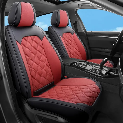 Vista 12 de Juego completo de 5 fundas de asiento de automóvil, fundas de asiento impermeables de cuero para autos, SUV, camiones, transpirables