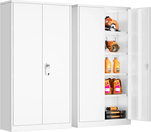 Vista 11 de INTERGREAT Armarios de almacenamiento de metal con cerradura, gabinete de almacenamiento de oficina con cerradura de 36 pulgadas con 2 puertas y 2
