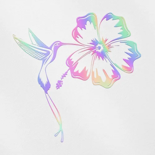 Vista 10 de Adhesivos transparentes de tatuaje de colibrí e hibisco (azul celeste) Calcomanías de vinilo impermeables prémium para teléfono portátil, accesorio