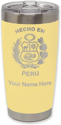 Vista 13 de LaserGram Vaso aislado al vacío de 20 onzas, hecho en Perú, grabado personalizado incluido (negro)