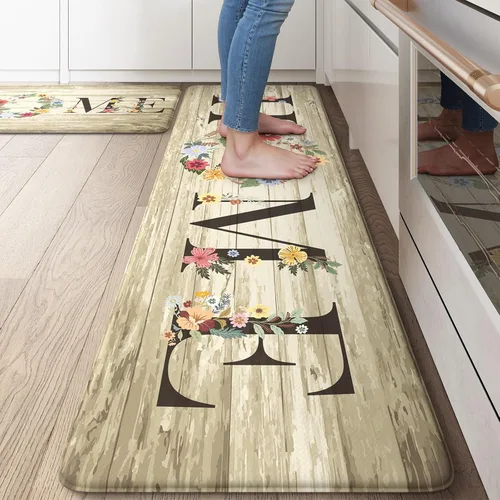 Vista 20 de KIMODE - Alfombra de cocina antifatiga para el piso, de 17.3 x 29 pulgadas, alfombra de cocina de estilo rústico, antideslizante, acolchada