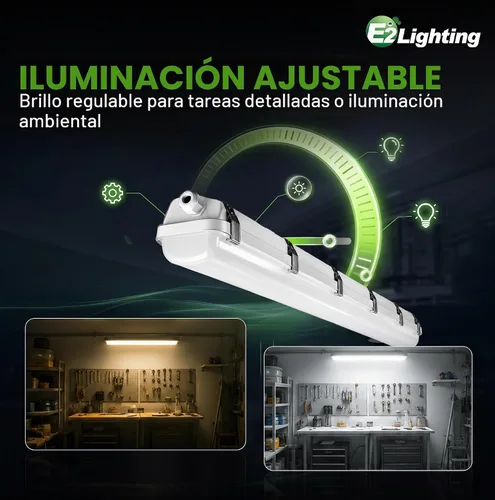 Vista 3 de E2 LIGHTING Luz LED con sensor de movimiento hermético de 4 pies, 50 W, 5000 K, regulable, impermeable, lámpara de tienda, IP65 LED a prueba