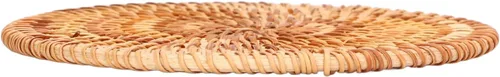 Vista 8 de Manteles individuales redondos tejidos, manteles individuales de mimbre natural, resistentes al calor, antideslizantes, manteles redondos trenzados