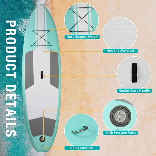 Vista 5 de Inflatable Paddle Boards with Non-Slip Deck, Ultra-Light Stand Up Paddle Board Surf Board with Accessories & Carry Bag, Wide Stable Design for