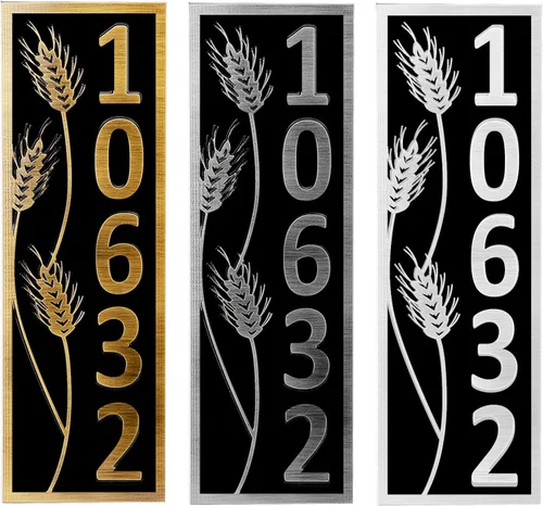 Vista 31 de Placa de dirección de metal personalizada, señales de números para placa de pared de casa, señal de dirección con nombre de calle, números de casa