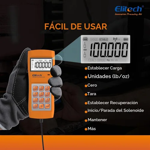 Vista 4 de Elitech LMC-200 escala refrigerante digital (220 Lb) Precisión de ± 0.05%, pantalla digital, carga refrigerante HVAC, plataforma de aluminio