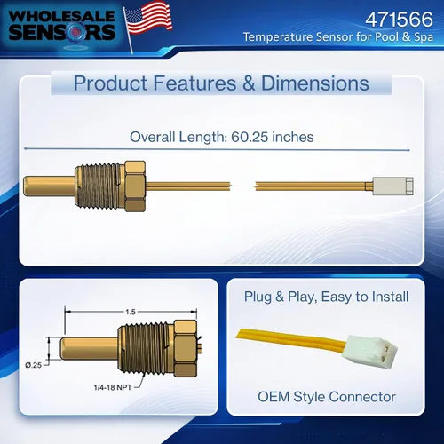 Vista 3 de Wholesale Sensors Reemplazo Pentair 471566 Termistor Sonda MiniMax Calentador Spa 12 Meses de Garantía y Negocios en Estados Unidos
