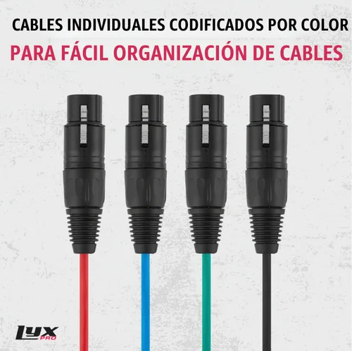 Vista 4 de LyxPro XLR 3 pies de cable de audio de 4 canales de 3 pines de red múltiple para conexión hembra de escenario y estudio de grabación, excelente