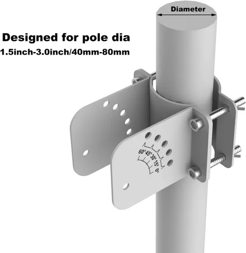 Vista 4 de Kit de Rack de Soporte Ajustable para Montaje en Poste de Panel Solar para Panel Solar de 20W 30W - Se Ajusta a Diámetro de Poste de 1.5 - 3.0