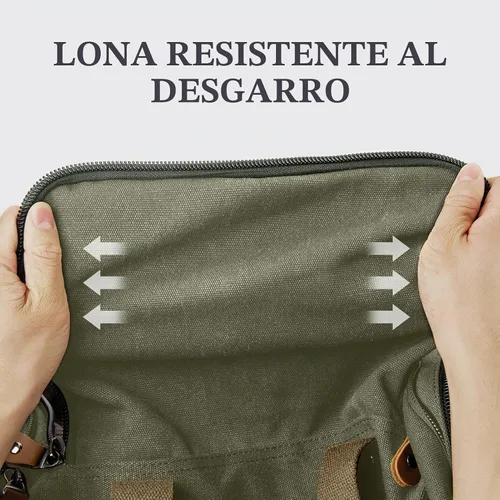 Vista 2 de Gonex Canvas Duffle Bag, Expandable 50L Travel Overnight Weekender Bag Verde militar