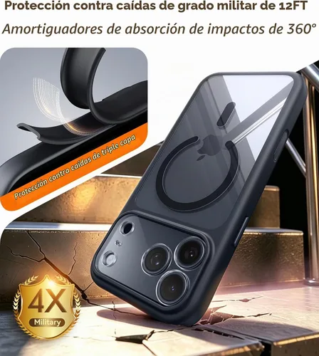 Vista 6 de JUESHITUO Funda magnética más fuerte a prueba de golpes para iPhone 18 Pro claro negro