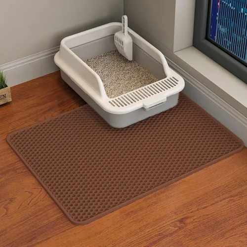 Vista 13 de HCY&WLD Tapete para arena de gatos, 45x26/35x24/30x22/24x18 pulgadas, tapete de doble capa para caja de arena de gatos, EVA antideslizante