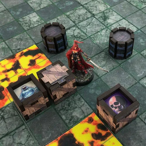Vista 4 de C4Labs Juego de cofre de mazmorra Contenido intercambiable Terreno de mapa de batalla DND D&D Mat Terrain, RPG 0.984 in