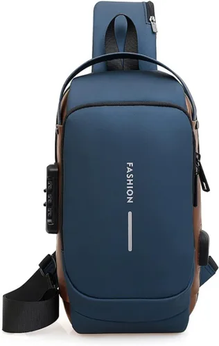 Vista 10 de FANDARE - Bolso de hombro para negocios, bolsa de pecho antirrobo con USB