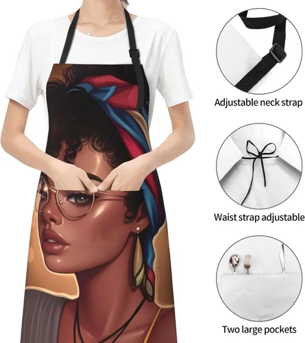Vista 3 de Perinsto Waterproof Apron with 2 Pockets Kitchen Chef Aprons Bibs for Cooking Baking