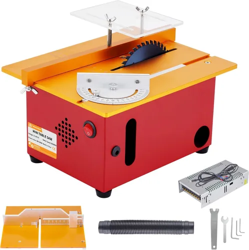 Vista 8 de Mini sierra de mesa de precisión de 360 W, sierras de mesa T60 Hobby para pequeñas manualidades de carpintería, profundidad de corte ajustable